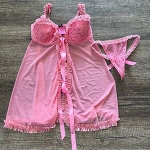 Victoria’s Secret Sexy Little Things Sheer Babydoll Set Size 34C/SM